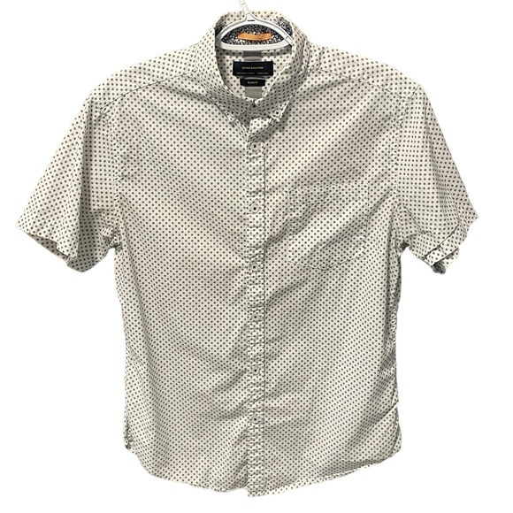 Denim & Flower Mens Slim Fit Short Sleeve Button Down Shirt Size Medium - Picture 1 of 4